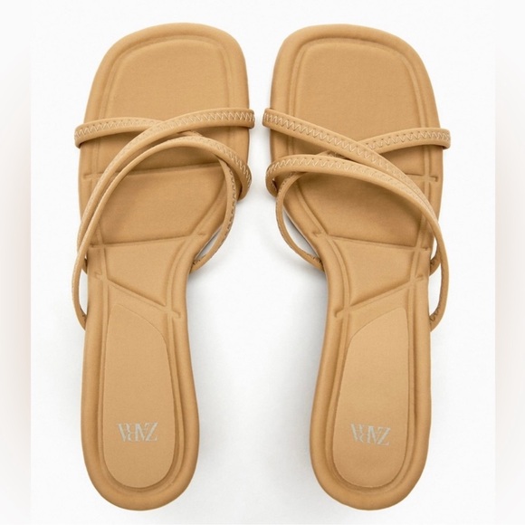 Zara athletic heeled sandals Beige NWT - Picture 4 of 6